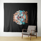 Dog Summer Vibes with Ocean Vacation Feel Wandkleed (In Situ (horizontaal))