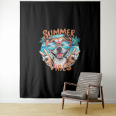 Dog Summer Vibes with Ocean Vacation Feel Wandkleed (In situ)