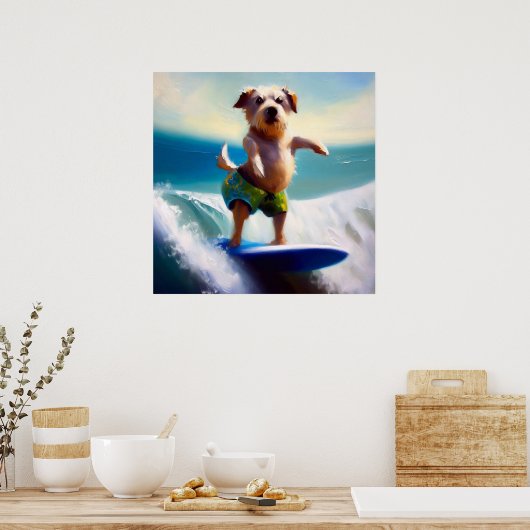 Dog Surfing Poster (Keuken)