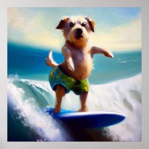 Dog Surfing Poster