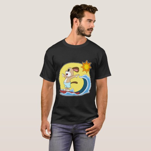 Dog Surfing Surfboard Summer T-shirt (Voorkant volledig)