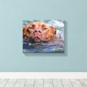 Dog Swimming Canvas Afdruk (Insitu (Houten vloer))