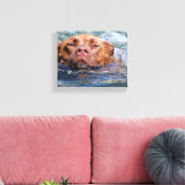 Dog Swimming Canvas Afdruk (Insitu (Woonkamer))