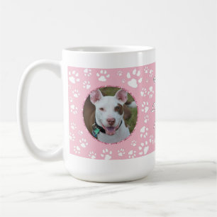 Dog Sympathy Memorial Uw foto's Paw Print Roze Koffiemok