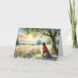 Dog Sympathy Sunrise Watercolor Card Kaart