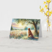 Dog Sympathy Sunrise Watercolor Card Kaart (Gele Bloem)