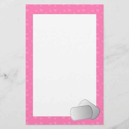 Dog Tags Love (roze) Briefpapier (Voorkant)