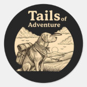 Dog Tails of Adventure Funny Dog Lover Hiking  Ronde Sticker (Voorkant)