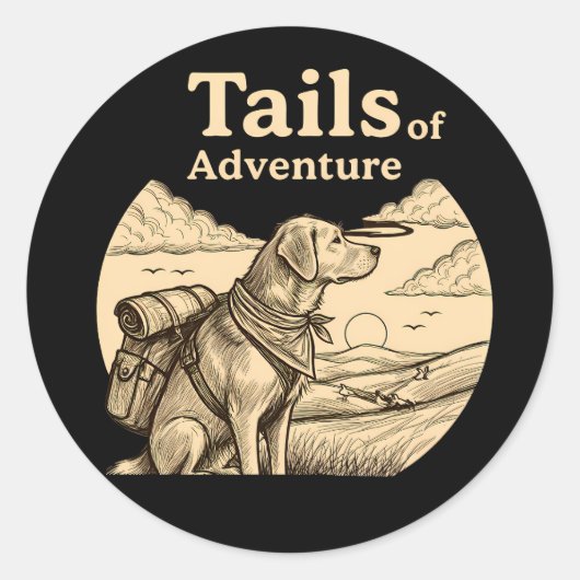 Dog Tails of Adventure Funny Dog Lover Hiking  Ronde Sticker (Voorkant)