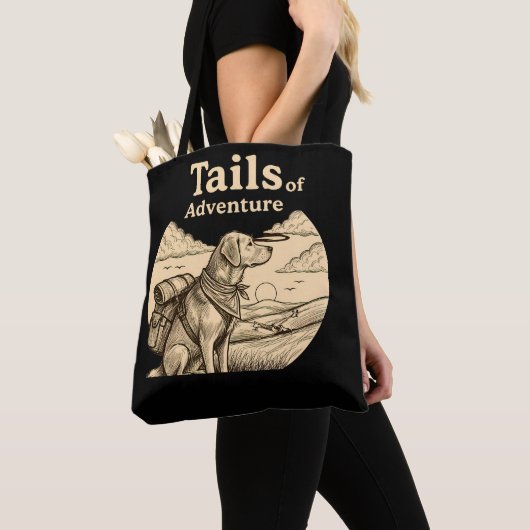Dog Tails of Adventure Funny Dog Lover Hiking  Tote Bag (Dichtbij)