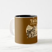 Dog Tails of Adventure Funny Dog Lover Hiking  Tweekleurige Koffiemok (Voorkant links)