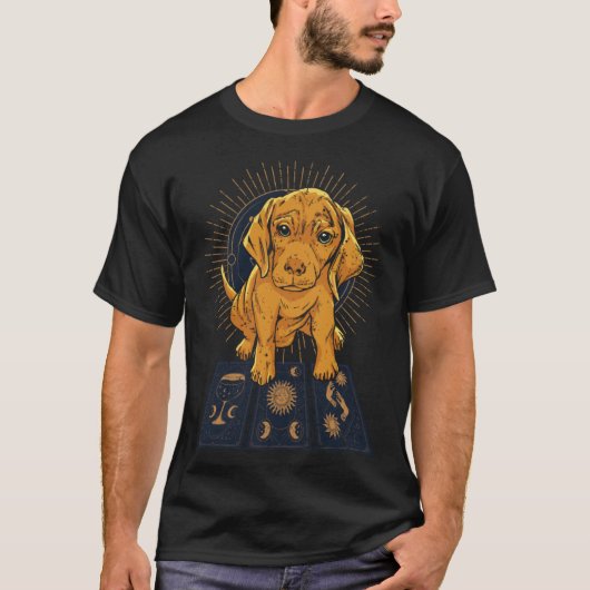 Dog Tarot Card Reading Cartomancy Retro Tarot Card T-shirt (Voorkant)