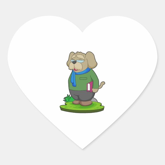 Dog Teacher Book Hart Sticker (Voorkant)