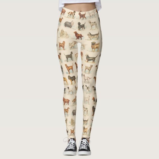  Dog Tekeningen gepatterd Leggings (Voorkant)