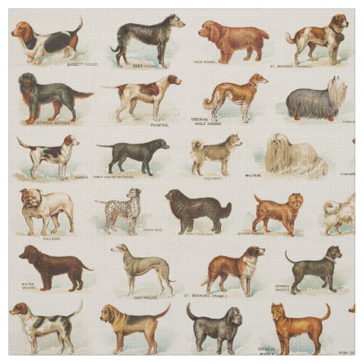  Dog Tekeningen gepatterd Stof (Swatch)