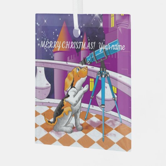 Dog telescoop glas ornament (Voorkant links)