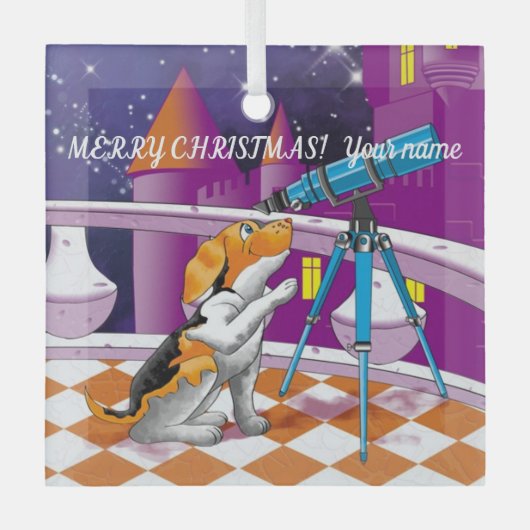 Dog telescoop glas ornament (Voorkant)