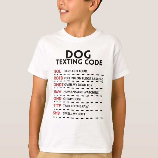 Dog Texting Code T-shirt (Voorkant)