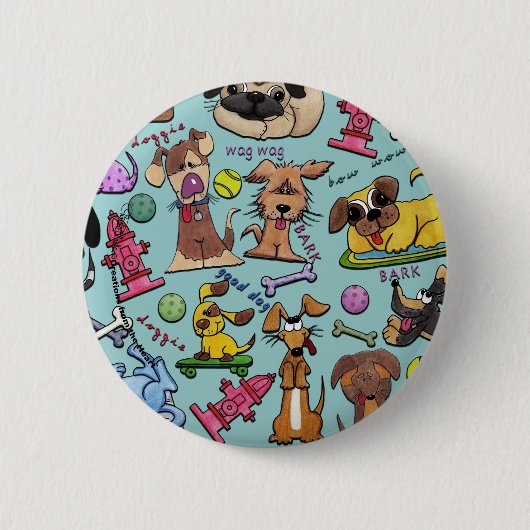 Dog Thed Collage Ronde Button 5,7 Cm (Voorkant)