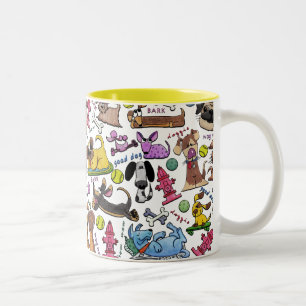 Dog Thed Collage Tweekleurige Koffiemok