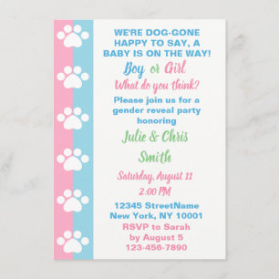 Dog Thema Gender Reveal Party Kaart