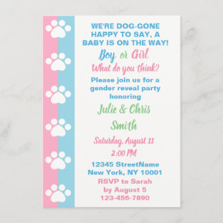 Dog Thema Gender Reveal Party Kaart