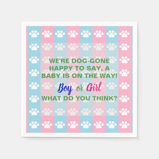 Dog Thema Gender Reveal Party Servet (Voorkant)