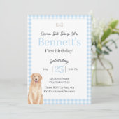 Dog Theme 1st Birthday Invite Kaart (Staand voorkant)