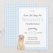 Dog Theme 1st Birthday Invite Kaart (Voorkant / Achterkant)