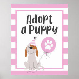 Dog Theme Birthday Party | Een puppyleenroze aanne Poster