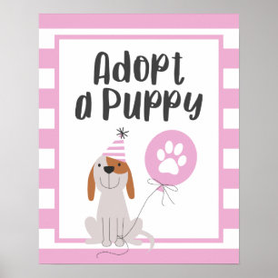 Dog Theme Birthday Party Een puppyleenroze aanne Poster