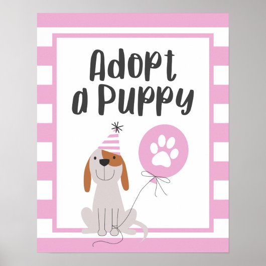 Dog Theme Birthday Party | Een puppyleenroze aanne Poster (Voorkant)