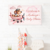 Dog Theme Dachshund Pilot Baby shower Welkom Spandoek (Insitu)
