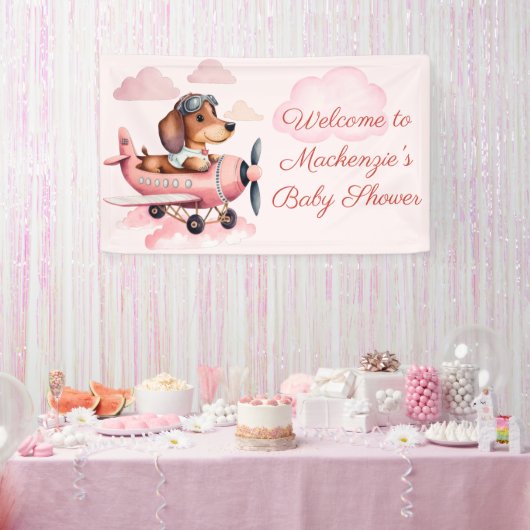 Dog Theme Dachshund Pilot Baby shower Welkom Spandoek (Feest)