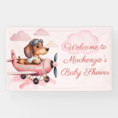 Dog Theme Dachshund Pilot Baby shower Welkom Spandoek (Horizontaal)