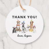 Dog Theme Laten we Pawty Dog Birthday Party Bedankjes Labels (Achterkant)