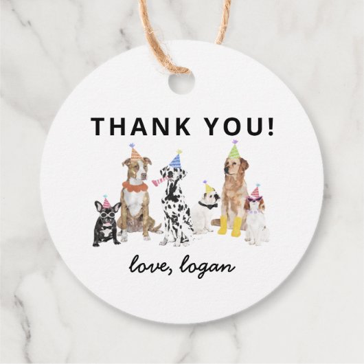 Dog Theme Laten we Pawty Dog Birthday Party Bedankjes Labels (Achterkant)