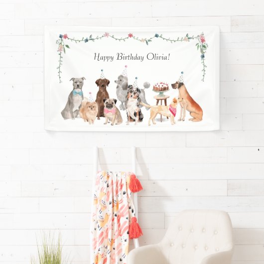 Dog Theme Party Banner, Birthday Backdrop Spandoek (Insitu)