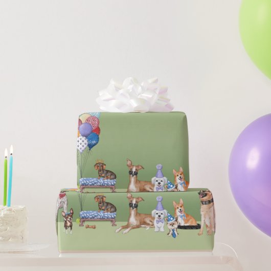Dog Theme Party Happy Birthday Cadeaupapier (Feestgeschenken)