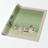 Dog Theme Party Happy Birthday Cadeaupapier (Uitgerold)