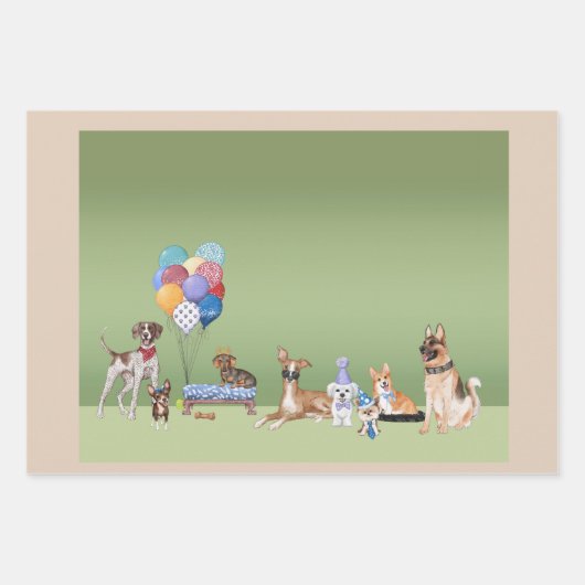 Dog Theme Party Happy Birthday Inpakpapier Vel (Voorkant)