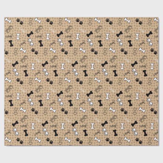 Dog Theme Paw Print Cadeaupapier (Vlak)