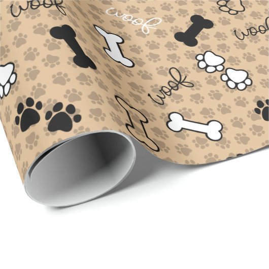 Dog Theme Paw Print Cadeaupapier (Rol Hoek)