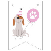 Dog Theme Roze Happy Birthday Party Vlaggetjes (Eerste vlag)