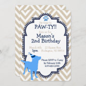 Dog themed Birthday Party Invitation Kaart (Voorkant / Achterkant)