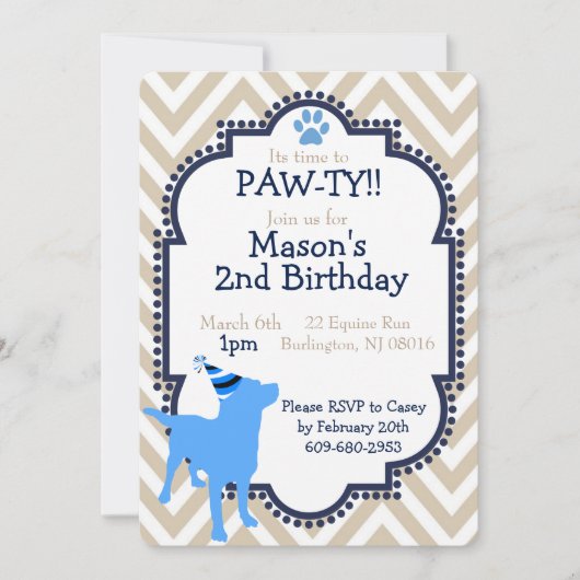 Dog themed Birthday Party Invitation Kaart (Voorkant)