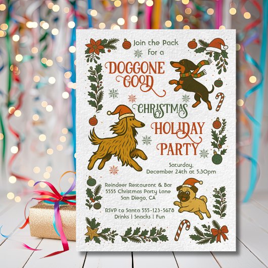 Dog themed Christmas Holiday Party Kaart