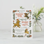 Dog themed Christmas Holiday Party Kaart (Staand voorkant)