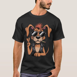 DOG THROWING PEACE SIGN T-SHIRT