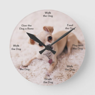 Dog Time Wall Clock Chihuahua Ronde Klok